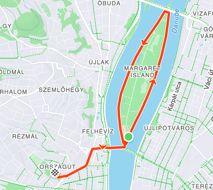 Margitsziget - Buda route map